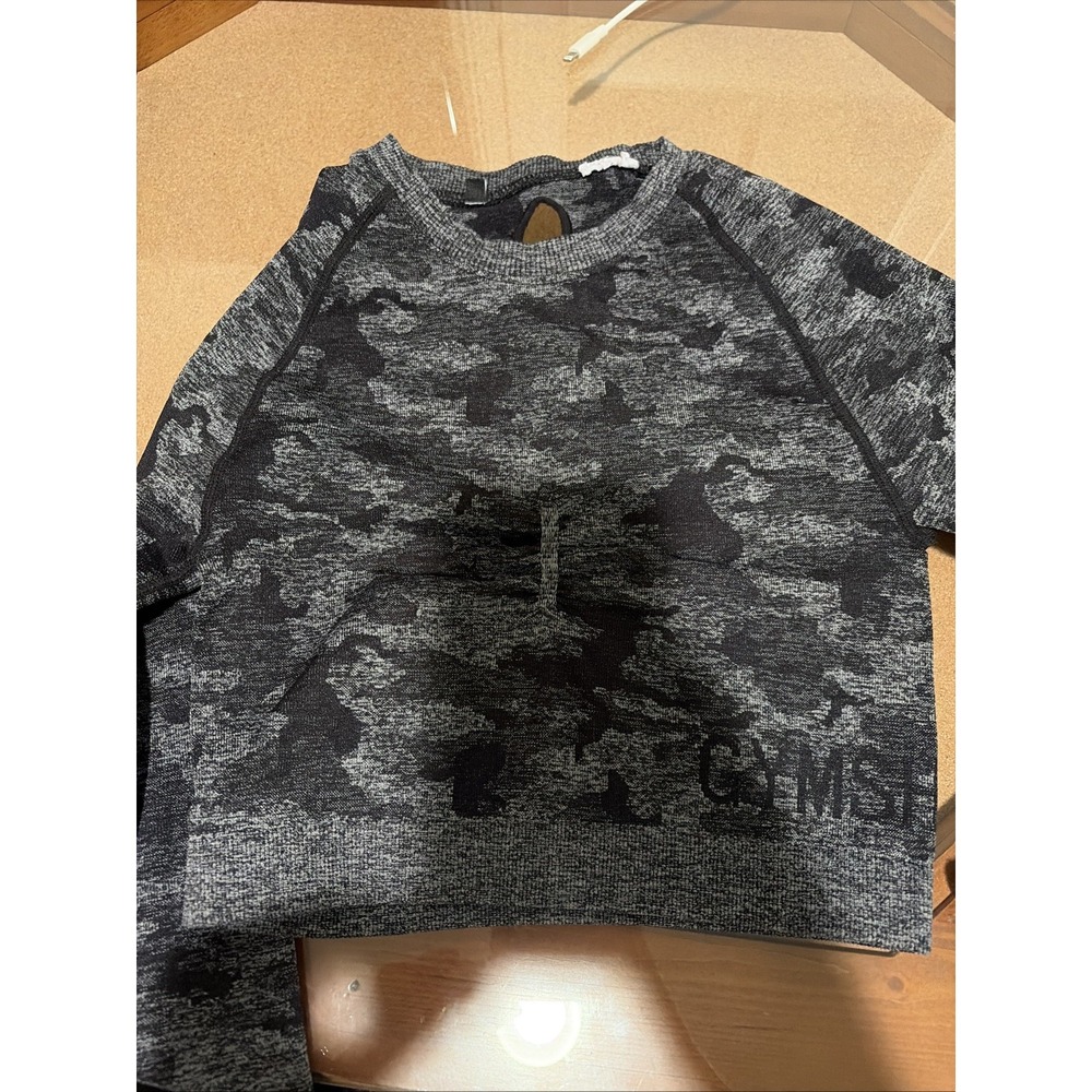 Gymshark Adapt Crop Top Camo Long Sleeve Seamless Size S